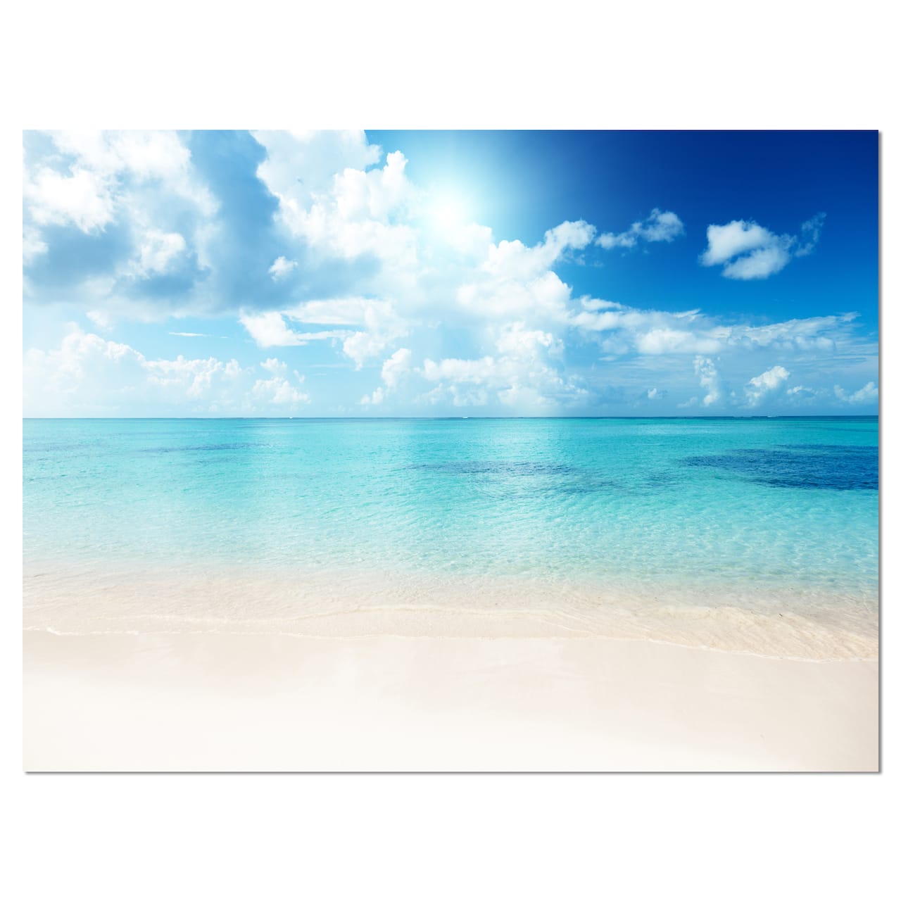 Designart - Sand of Beach in Blue Caribbean Sea - Modern Seascape Canvas Artwork